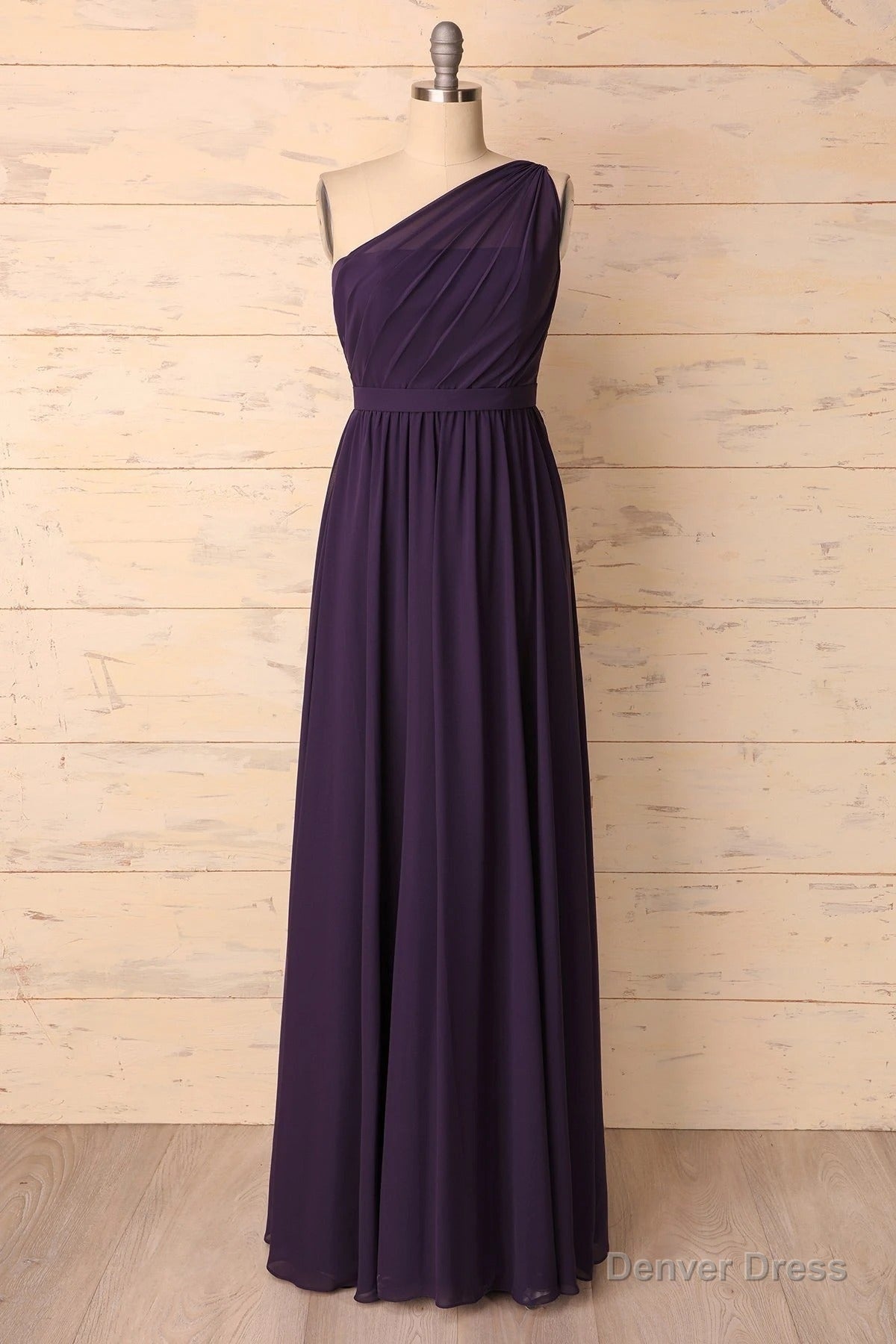 Elegant One Shoulder Plum Bridesmaid Dresses Main image