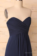 Elegant Sweetheart Pleated Navy Blue Bridesmaid Dresses