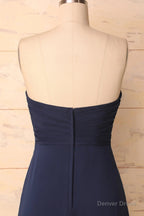 Elegant Sweetheart Pleated Navy Blue Bridesmaid Dresses