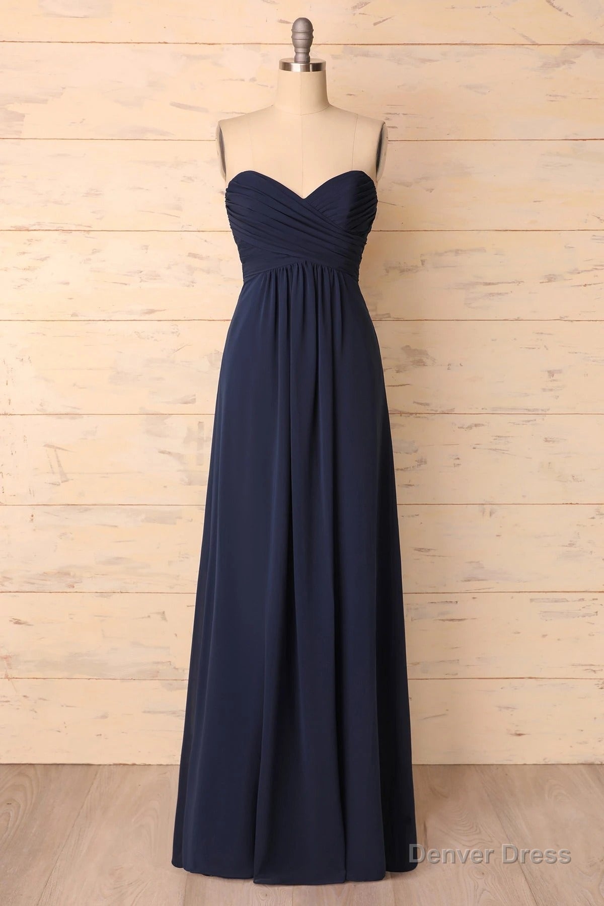 Elegant Sweetheart Pleated Navy Blue Bridesmaid Dress Main image