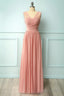 A Line Blush Pink Bridesmaid Dresses with Lace Top