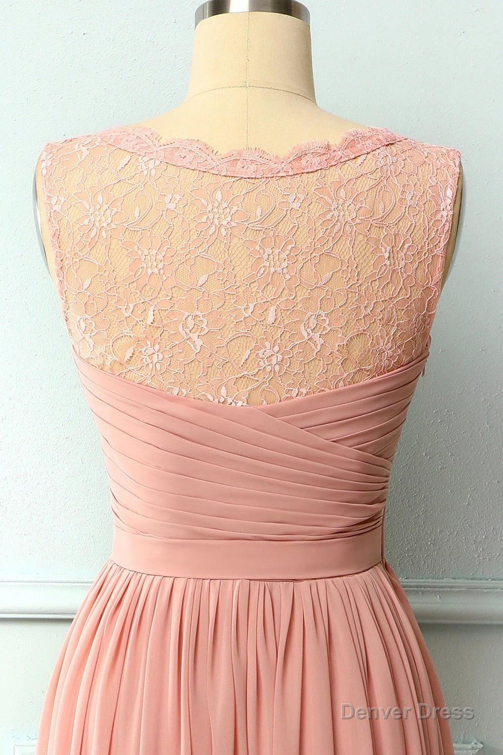 A-line Blush Pink Bridesmaid Dress with Lace Top Secondary image