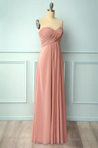 Elegant Sweetheart Pleated Blush Bridesmaid Dresses
