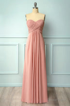 Elegant Sweetheart Pleated Blush Bridesmaid Dresses