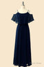 Off The Shoulder Navy Blue Long Bridesmaid Dresses