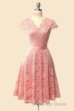 A-Line Cap Sleeve Navy Blue Bridesmaid Dresses with Belt