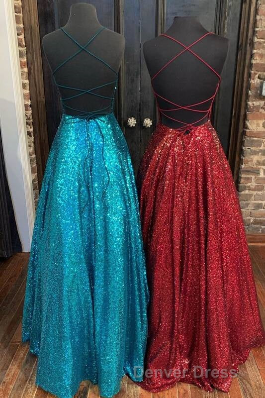 Princess A-line Sequins Long Prom Dresses Secondary image
