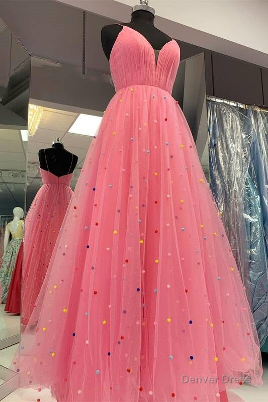 Princess A-line Hot Pink Tulle Long Prom Dress Secondary image