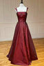 Elegant Backless Wine Red Long Prom Dresses