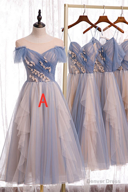 Elegant Tea Length Tulle Bridesmaid Dresses Main image