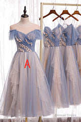 Elegant Tea Length Tulle Bridesmaid Dress