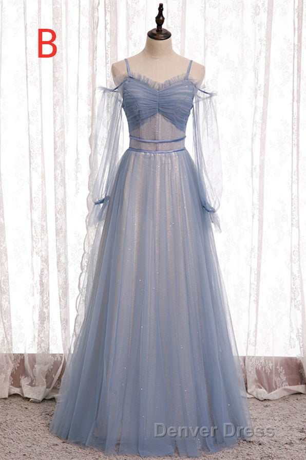 Elegant A Line Dusty Blue Bridesmaid Dresses Secondary image