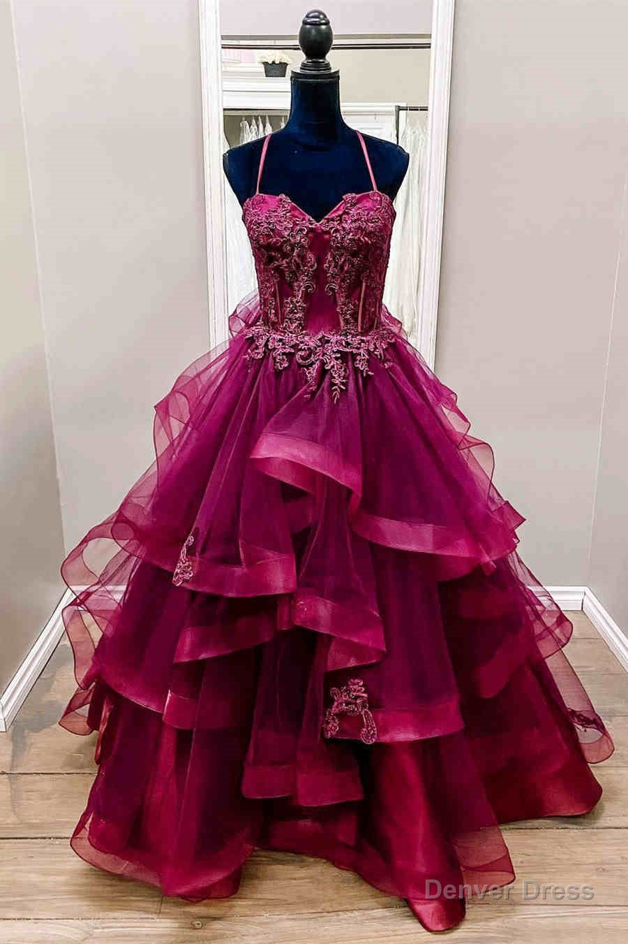 Raspberry Red Halter Long Prom Dresses Main image