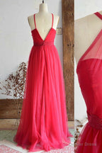 A Line Halter Hot Pink Long Bridesmaid Dresses