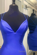 Tight Royal Blue Short Prom Dresses with Spaghetti Straps