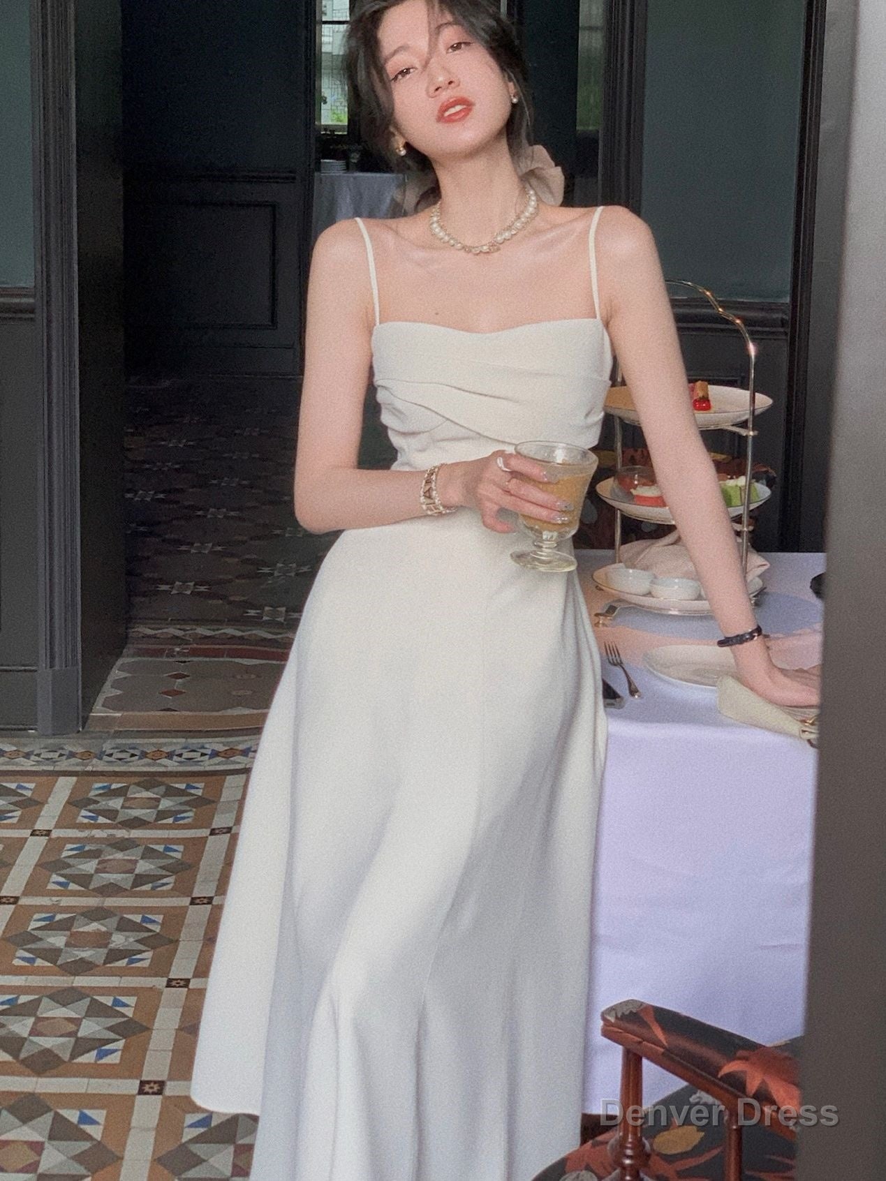 Women Elegant Spaghetti Strap Midi Dress Sexy Prom Evening Party Birthday Club Fashion Clothing Main image