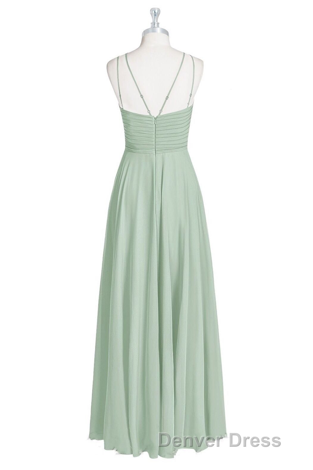 Sage Green Chiffon Halter A-Line Long Bridesmaid Dresses Secondary image