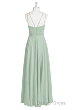 Sage Green Chiffon Halter A-Line Long Bridesmaid Dresses