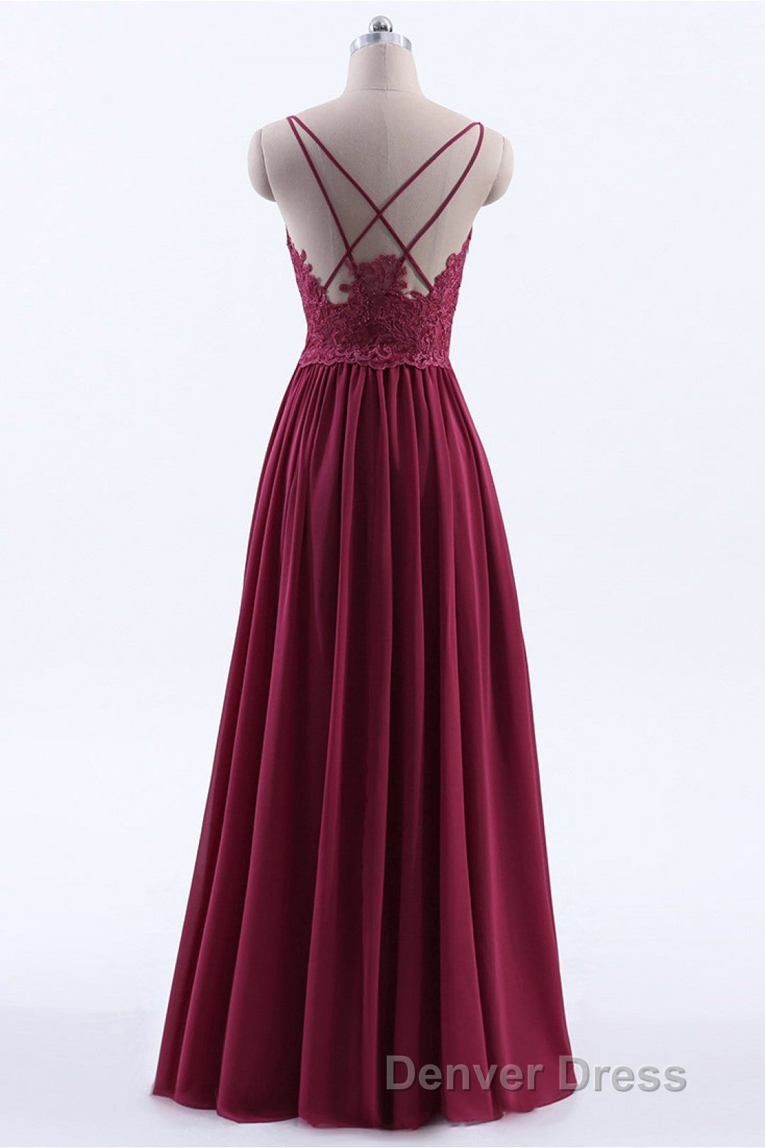 Wine Red Chiffon A Line Long Pleated Bridesmaid Dresses Secondary image