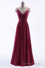 Wine Red Chiffon A-line Long Pleated Bridesmaid Dresses