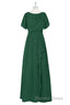 Hunter Green Chiffon Ruffled Long Bridesmaid Dresses