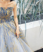 Unique Tulle Lace Long Prom Dress Tulle Prom Dresses