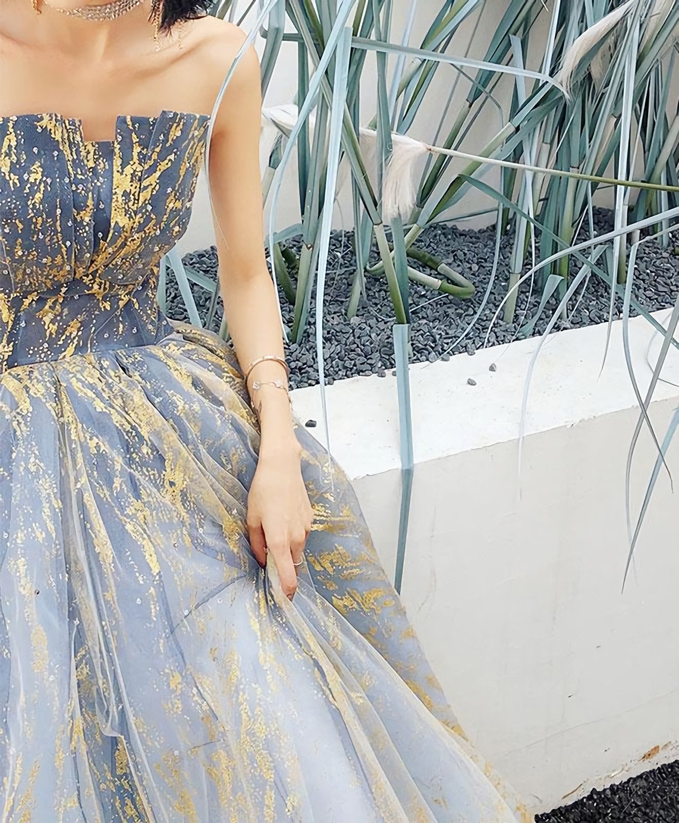 Unique Tulle Lace Long Prom Dress Tulle Prom Dresses