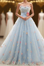 Charming Light Blue Tulle Sweetheart Ball Gowns Court Train Wedding Dresses