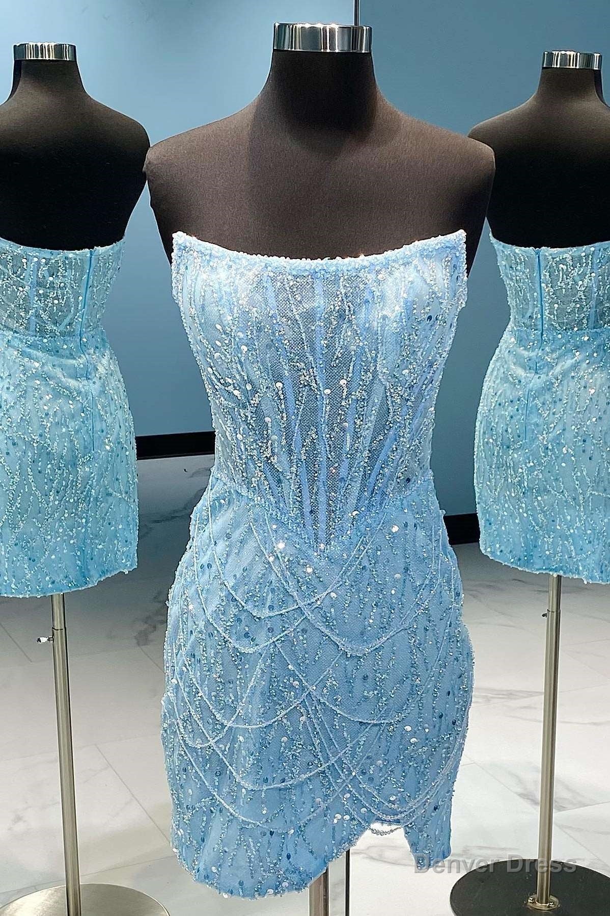 Light Blue Strapless Short Homecoming Dresses Main image