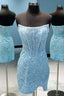 Light Blue Strapless Short Homecoming Dresses