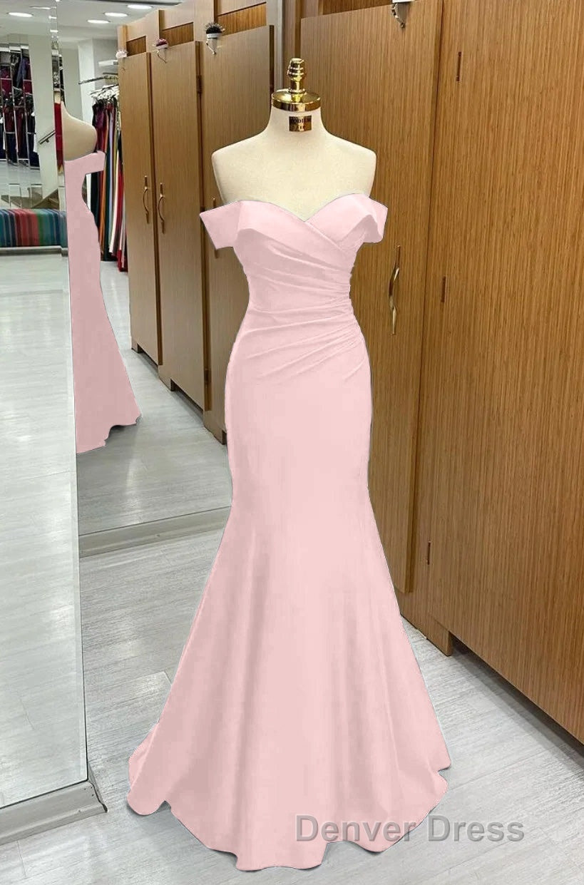 Long Navy Prom Dresses Mermaid Off The Shoulder Sweetheart Sleeveless