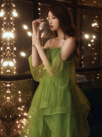 Green Sweetheart Neck Green Tulle Prom Dress Green Homecoming Dresses