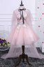 Two Piece Pink Appliques Straps A Line Short Prom Dresses