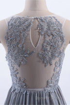 Silve Chiffon A Line Ruffles Long Bridesmaid Dresses