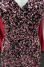 Dark Pink Sequin Strapless A Line Homecoming Dresses