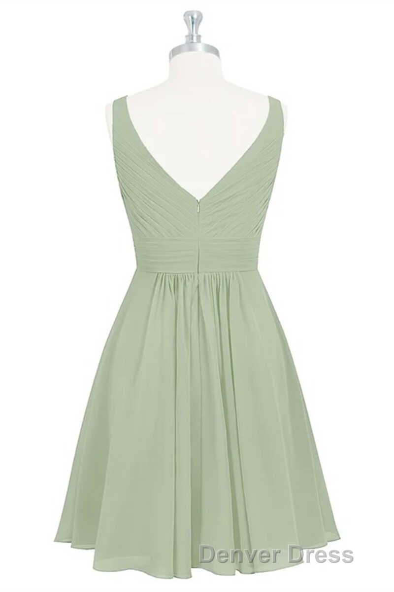 Sage Green Chiffon A Line Short Bridesmaid Dresses