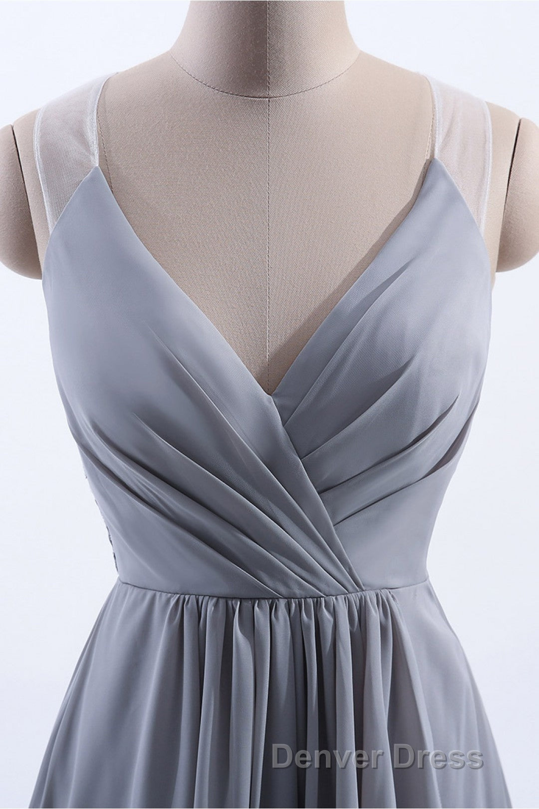 Silve Chiffon A Line Ruffles Long Bridesmaid Dresses