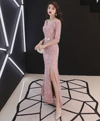 Pink Mermaid Long Prom Dress Pink Prom Dresses