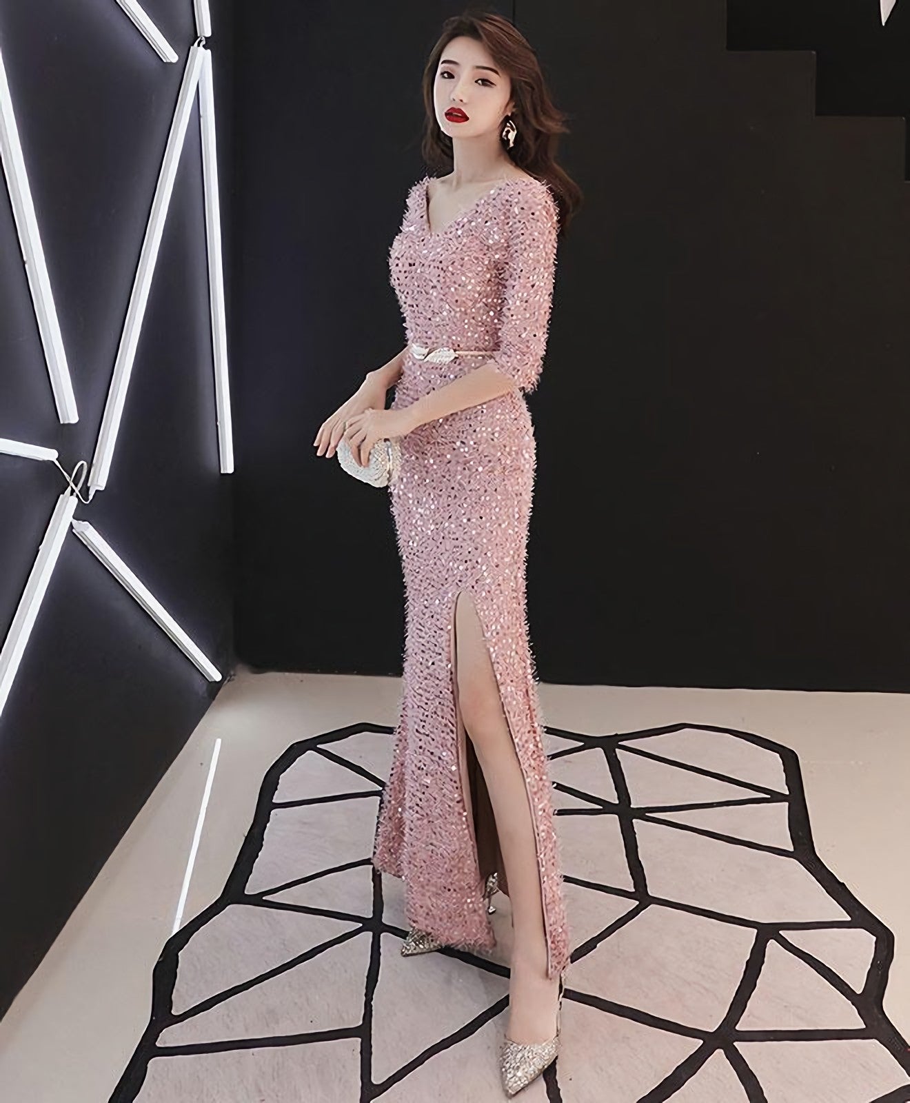 Pink Mermaid Long Prom Dress Pink Prom Dresses