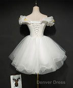 Cute White Tulle Short Prom Gown White Homecoming Dresses