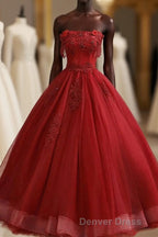 Burgundy Tulle Lace Long Prom Gowns Burgundy Tulle Lace Prom Dresses