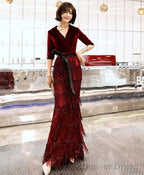 Burgundy Mermaid Long Prom Dress Burgundy Prom Dresses