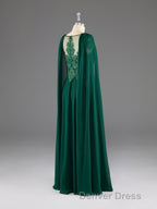 A Line Chiffon Floor Length Mother of The Bride Dresses with Detachable Cape