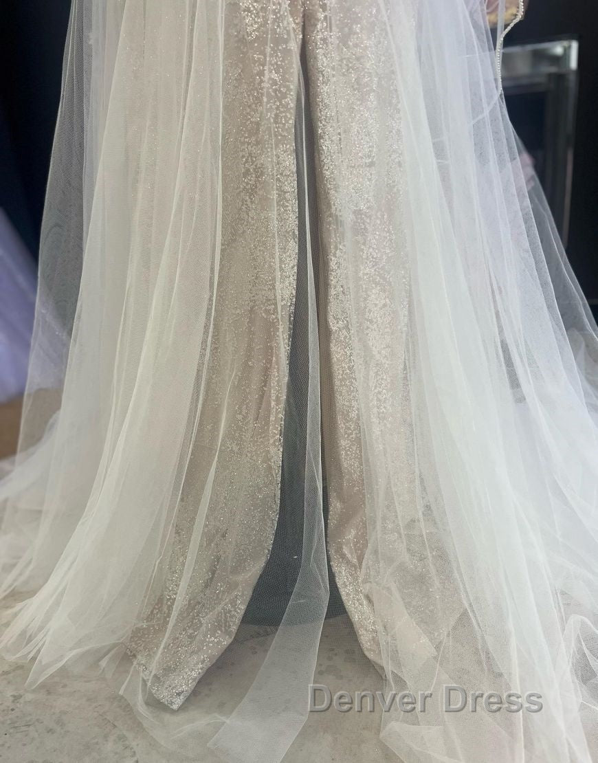 A Line Sweetheart Neckline Tulle Wedding Dresses With Appliques