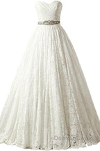 A Line Sweetheart Floor Length Lace Wedding Dresses