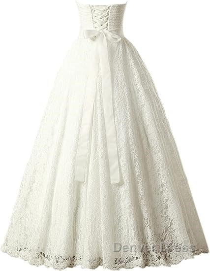 A Line Sweetheart Floor Length Lace Wedding Dresses