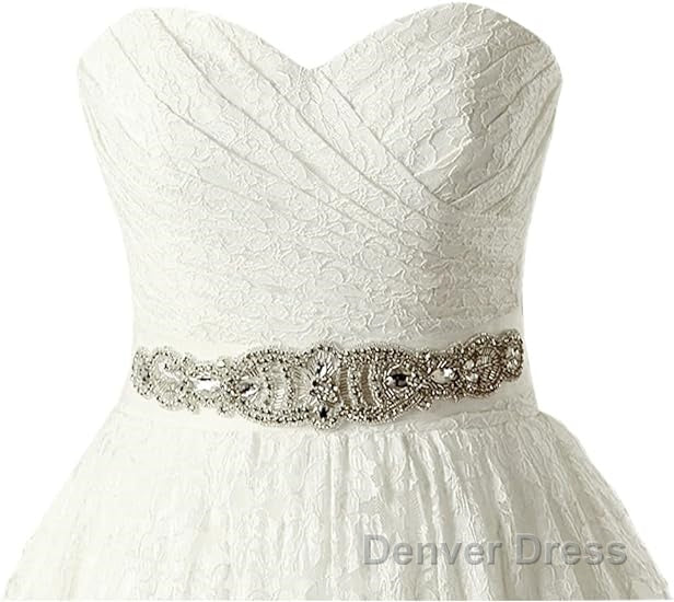 A Line Sweetheart Floor Length Lace Wedding Dresses
