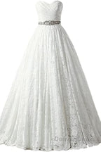 A Line Sweetheart Floor Length Lace Wedding Dresses