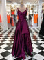 Purple Spaghetti Straps Sleeveless Long Prom Dress, Split Prom Dresses, B0975