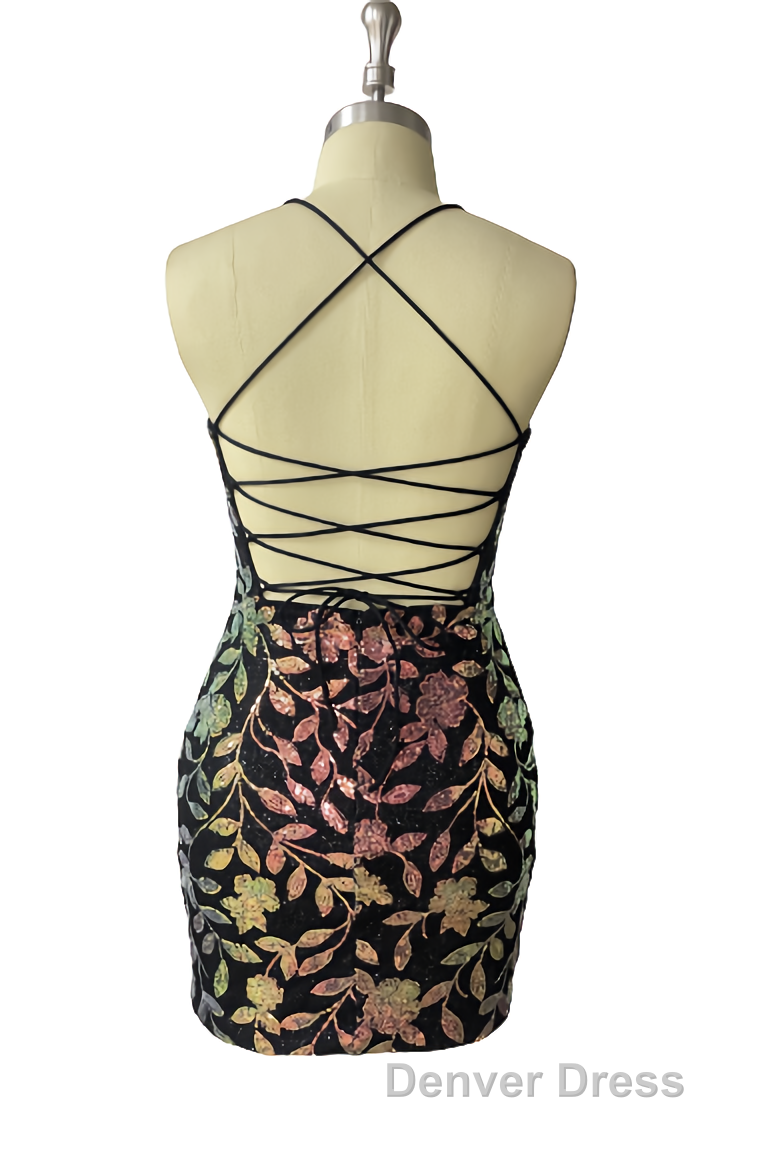 Cute Bodycon V Neck Blue Lace Homecoming Dresses